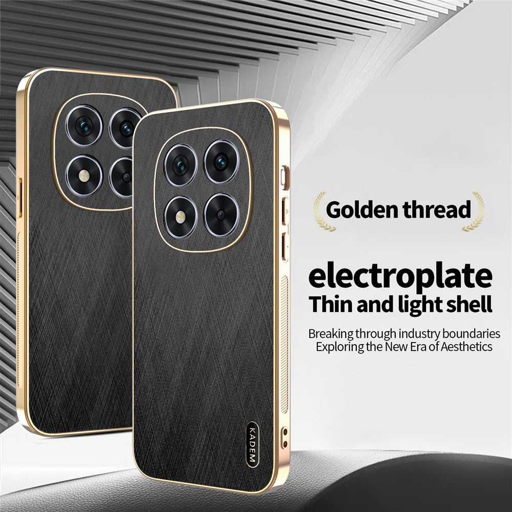 KADEM For Xiaomi Redmi Note 14 Pro 4G Case Electroplating Silk Texture PU + TPU Phone Back Cover