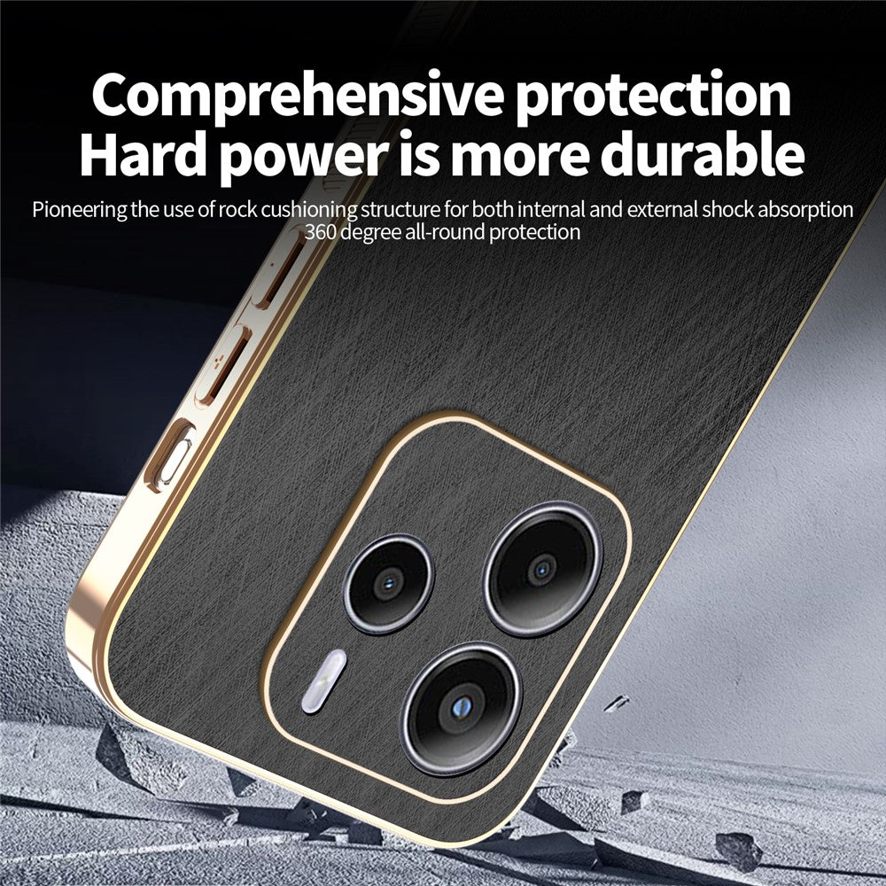 KADEM For Xiaomi Redmi Note 14 5G Case Electroplating Silk Texture PU + TPU Phone Back Cover
