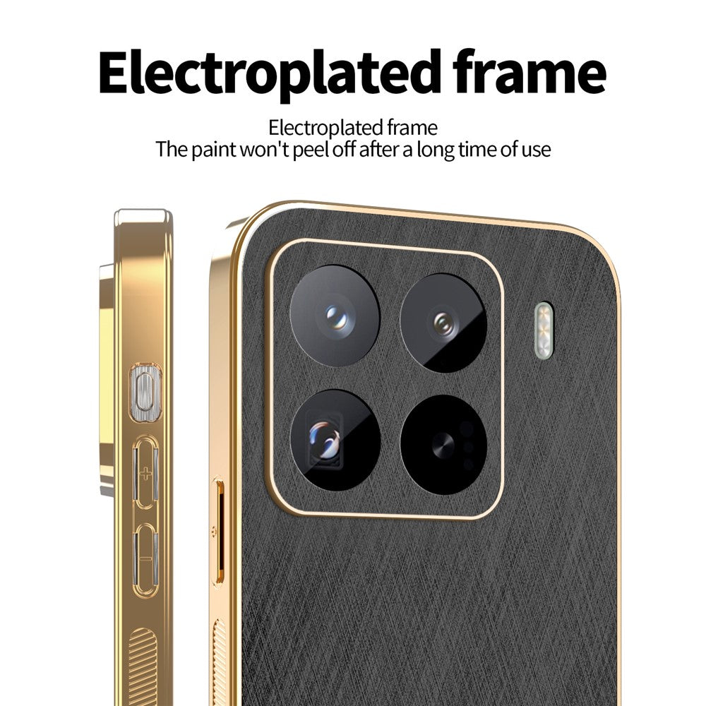 KADEM For Xiaomi 15 Pro Case Electroplating Silk Texture PU + TPU Phone Back Cover