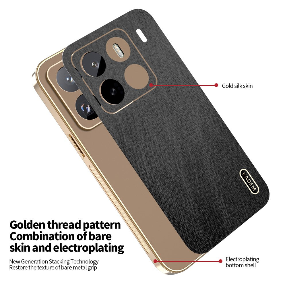 KADEM For Xiaomi 15 Pro Case Electroplating Silk Texture PU + TPU Phone Back Cover