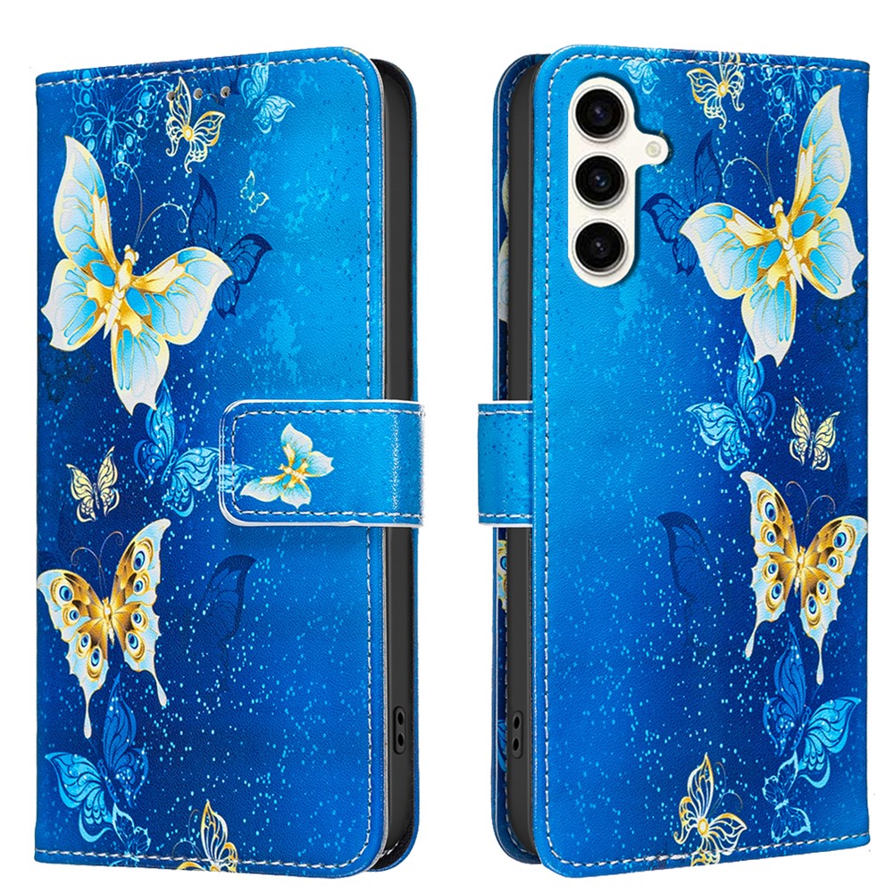Galaxy S24 / S25 Wallet-Hülle – Mit goldenen Schmetterlingen & Ständer