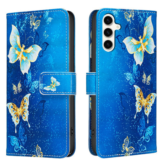 Galaxy S24 / S25 Wallet-Hülle – Mit goldenen Schmetterlingen & Ständer