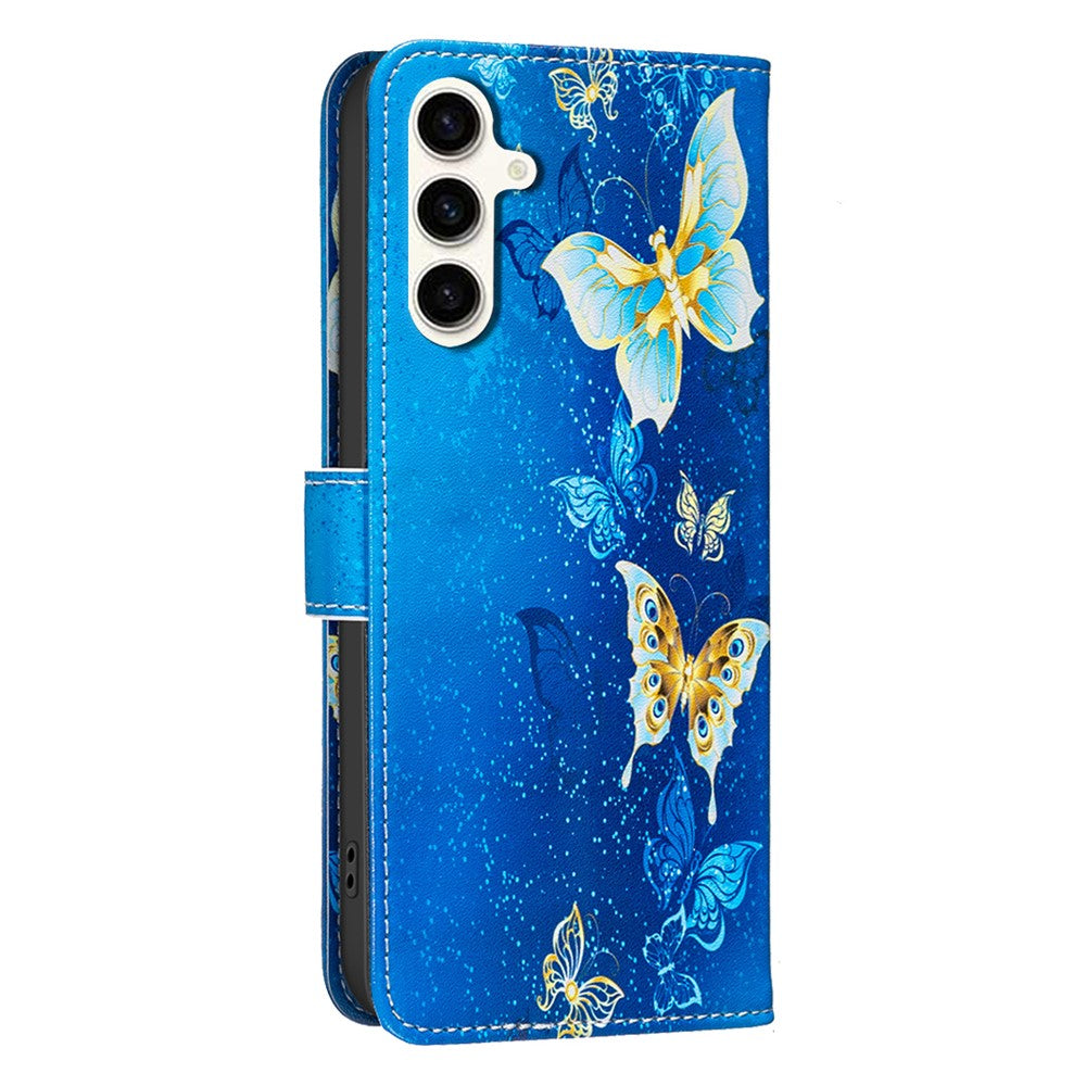 Galaxy S24 / S25 Wallet-Hülle – Mit goldenen Schmetterlingen & Ständer