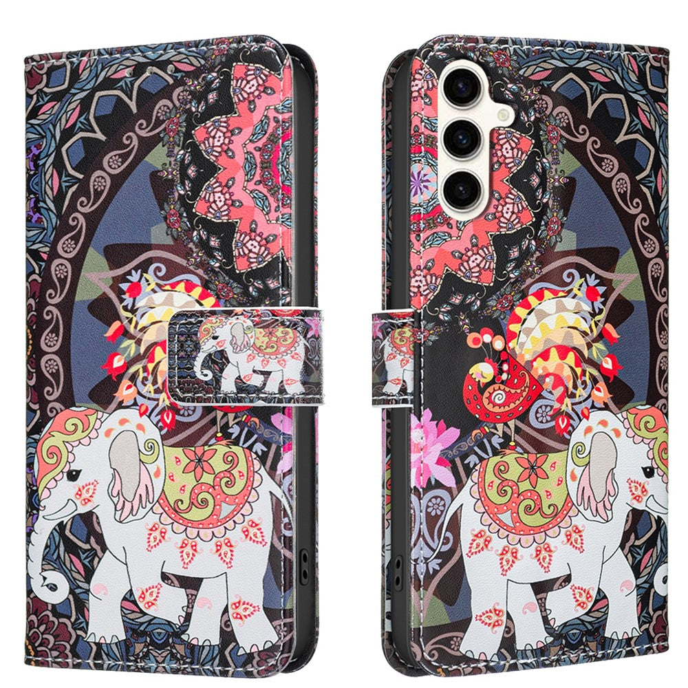 Galaxy S24 / S25 Wallet-Hülle – Mit goldenen Schmetterlingen & Ständer