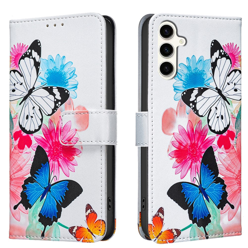 Galaxy S24 / S25 Wallet-Hülle – Mit goldenen Schmetterlingen & Ständer