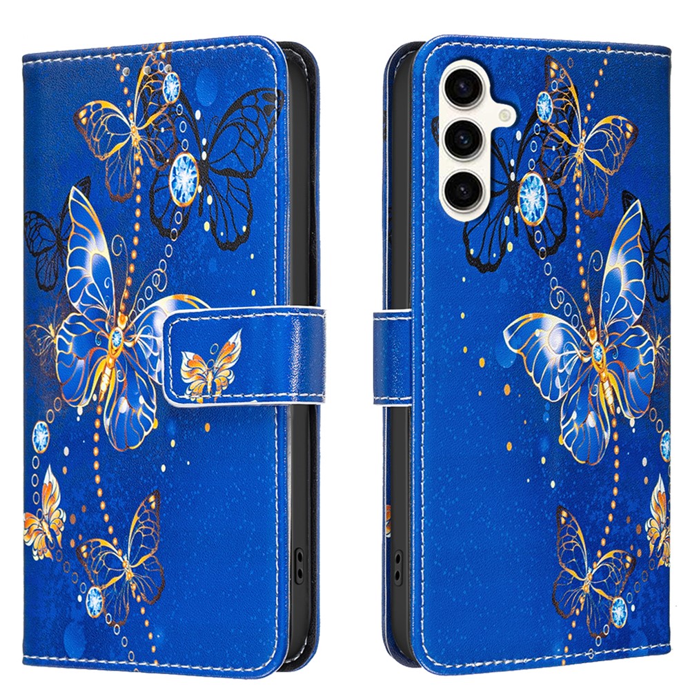 Galaxy S24 / S25 Wallet-Hülle – Mit goldenen Schmetterlingen & Ständer