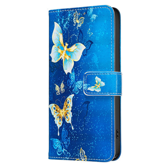 Galaxy S24 Plus / S25 Plus Wallet-Hülle – Mit goldenen Schmetterlingen & Ständer
