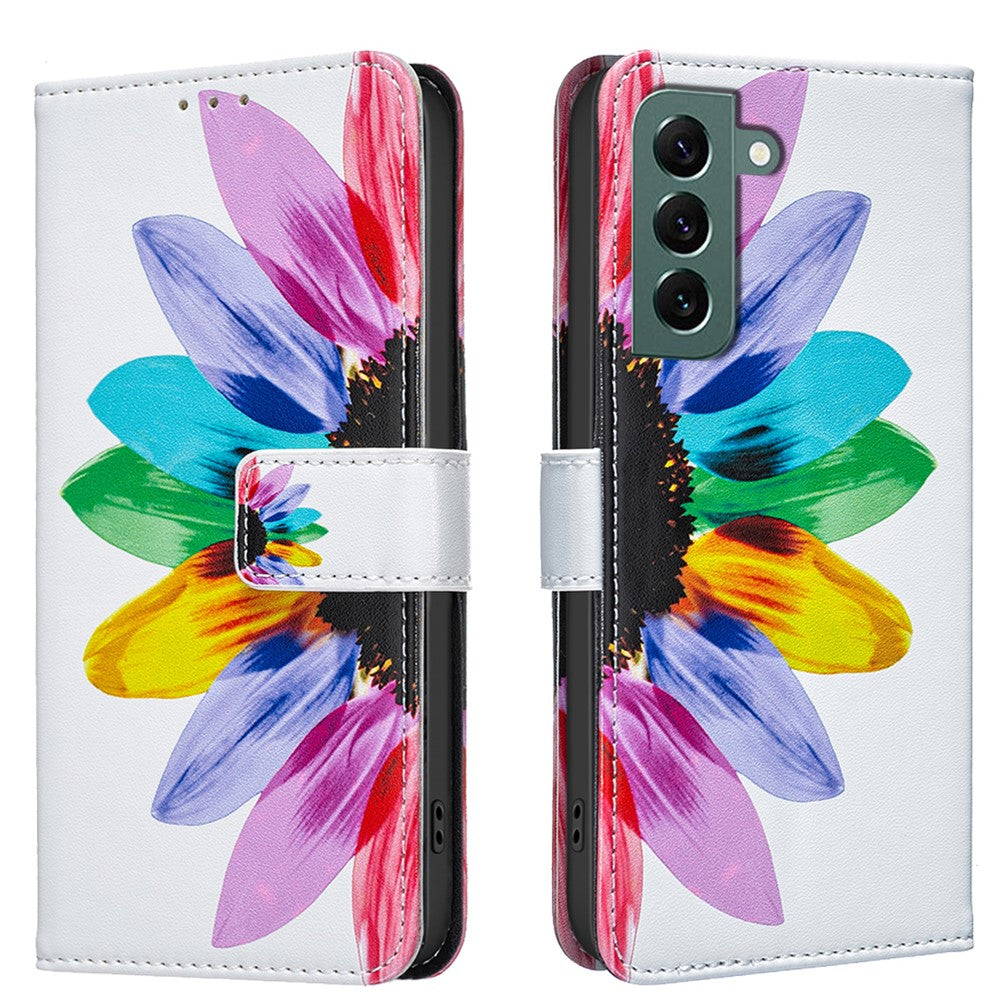 Galaxy S24 Plus / S25 Plus Wallet-Hülle – Mit goldenen Schmetterlingen & Ständer