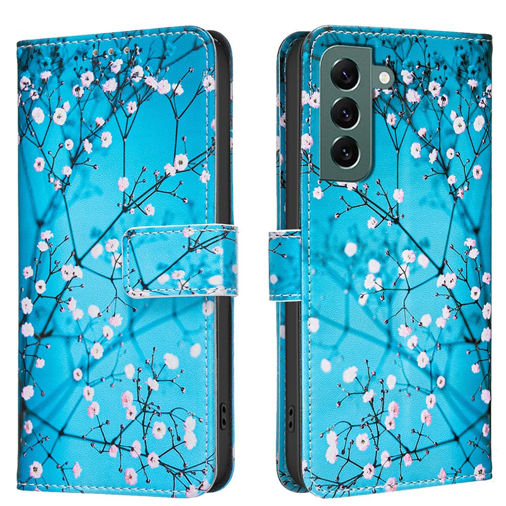 Galaxy S24 Plus / S25 Plus Wallet-Hülle – Mit goldenen Schmetterlingen & Ständer
