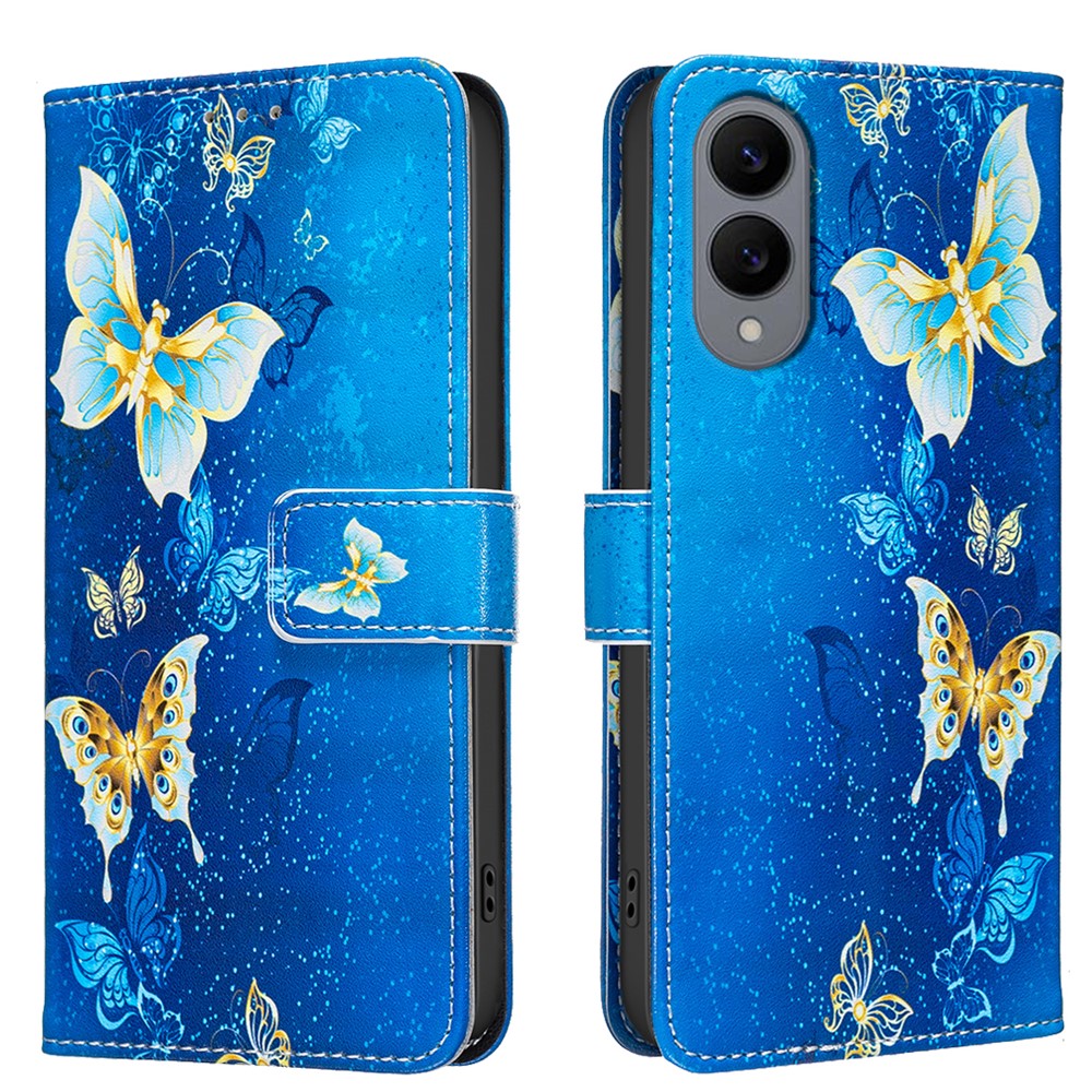 Galaxy S25 Edge Wallet-Hülle – Mit goldenen Schmetterlingen & Ständer