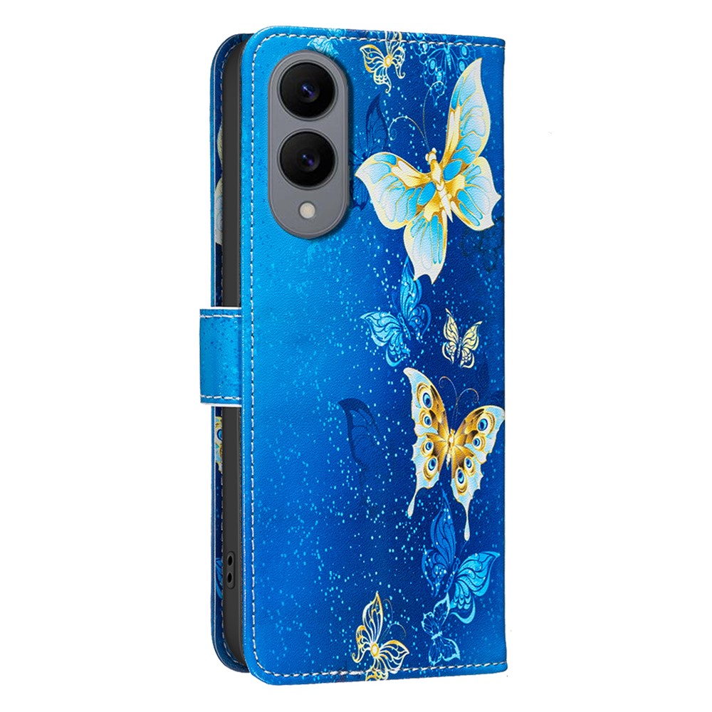 Galaxy S25 Edge Wallet-Hülle – Mit goldenen Schmetterlingen & Ständer