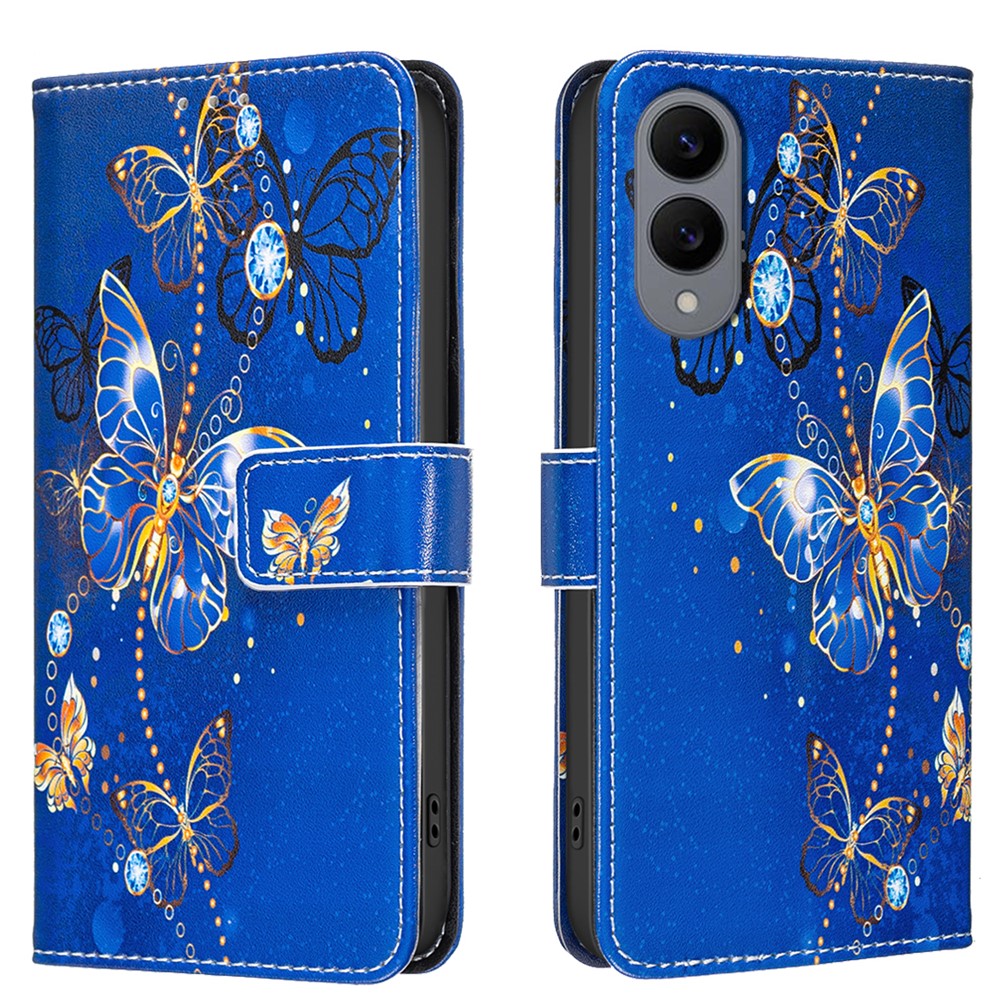Galaxy S25 Edge Wallet-Hülle – Mit goldenen Schmetterlingen & Ständer