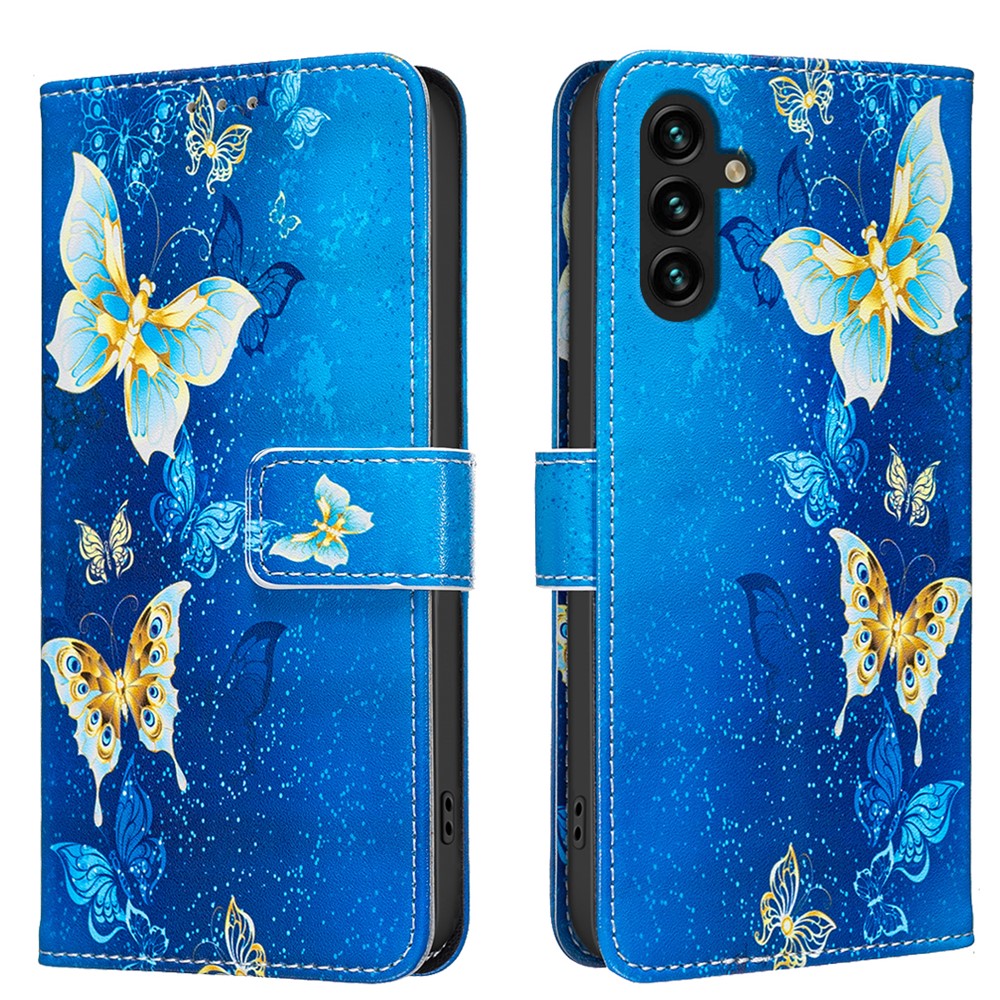 Galaxy S24 FE Wallet-Hülle – Mit goldenen Schmetterlingen & Ständer