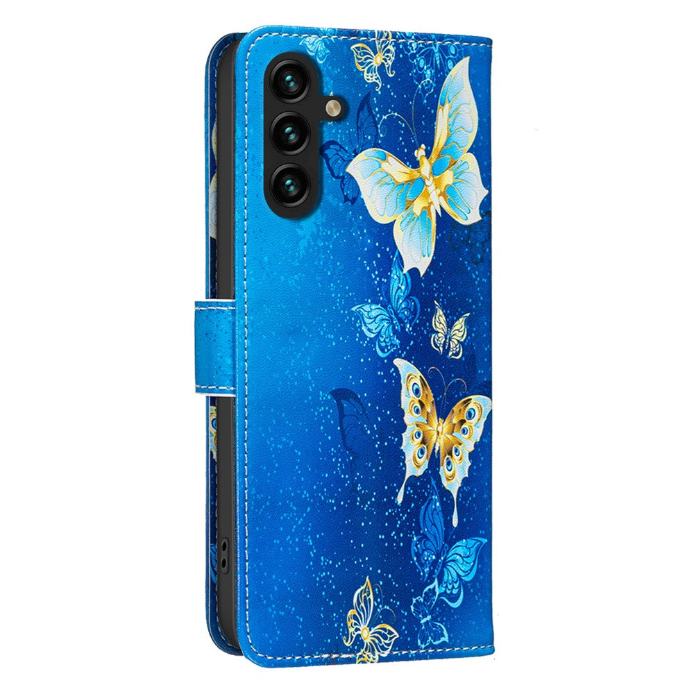 Galaxy S24 FE Wallet-Hülle – Mit goldenen Schmetterlingen & Ständer