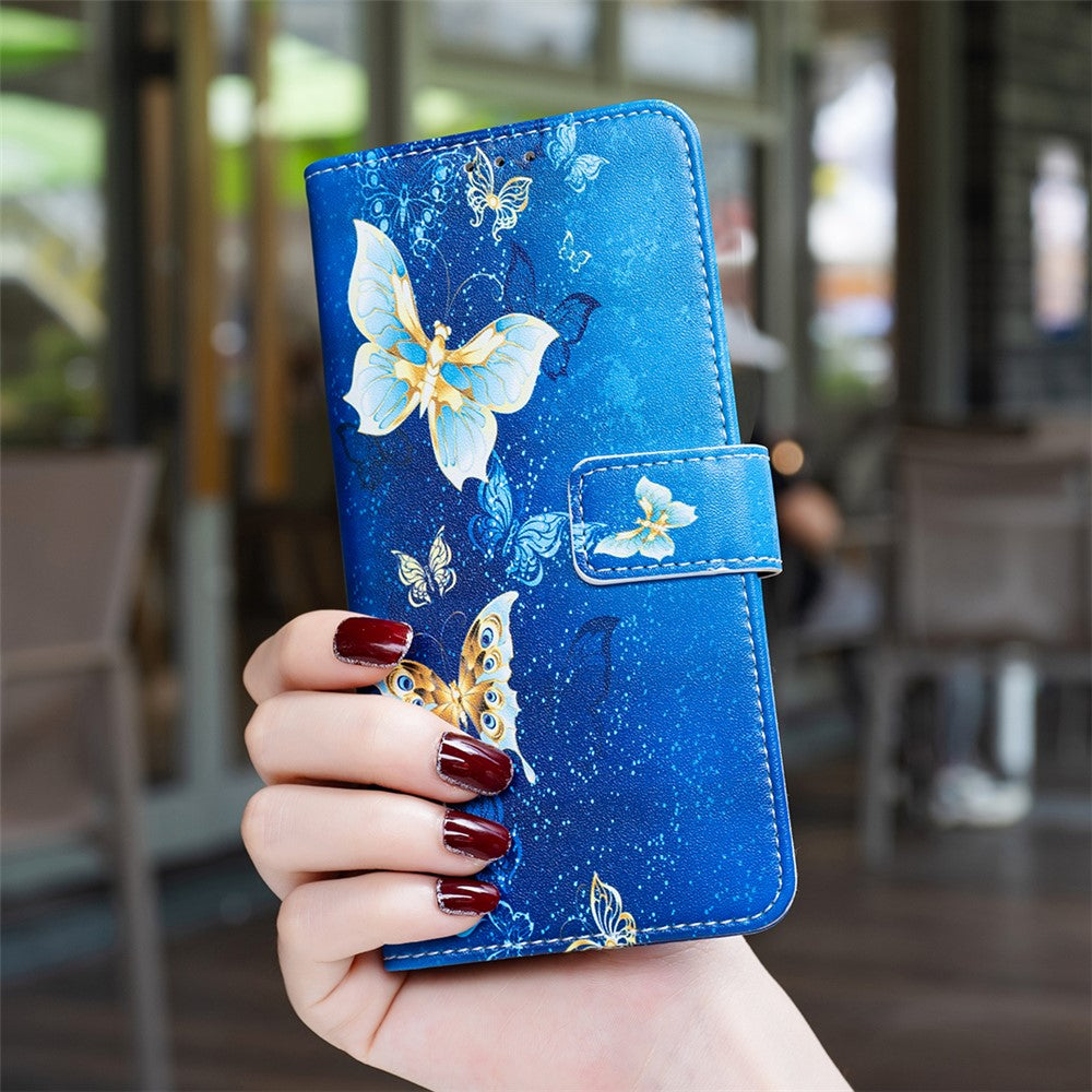 Galaxy S24 FE Wallet-Hülle – Mit goldenen Schmetterlingen & Ständer