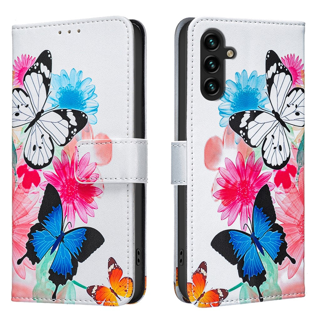 Galaxy S24 FE Wallet-Hülle – Mit goldenen Schmetterlingen & Ständer
