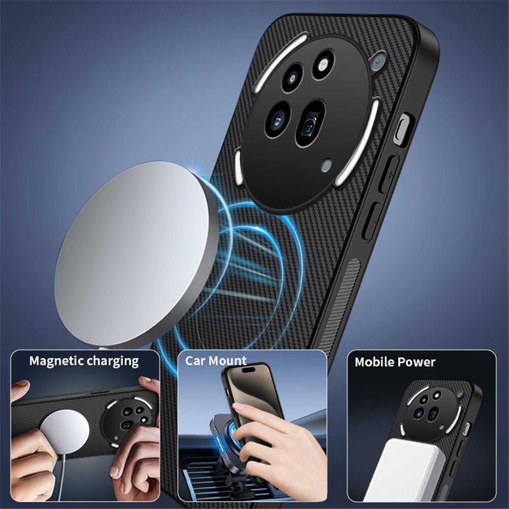 WANLONFENG For Nothing Phone (3a) Pro Magnetic Case  TQ Series Carbon Fiber Texture PC TPU Phone Cover