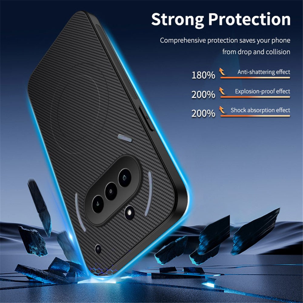 WANLONFENG For Nothing Phone (3a) Magnetic Case  TQ Series Carbon Fiber Texture PC TPU Phone Cover