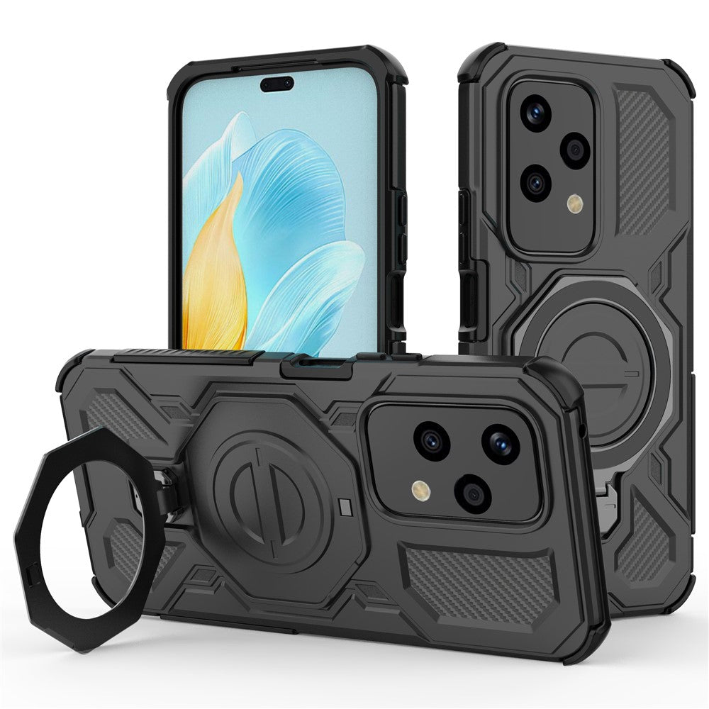 For Honor 200 Lite Magnetic Case Rotating Metal Kickstand PC + TPU Phone Back Cover