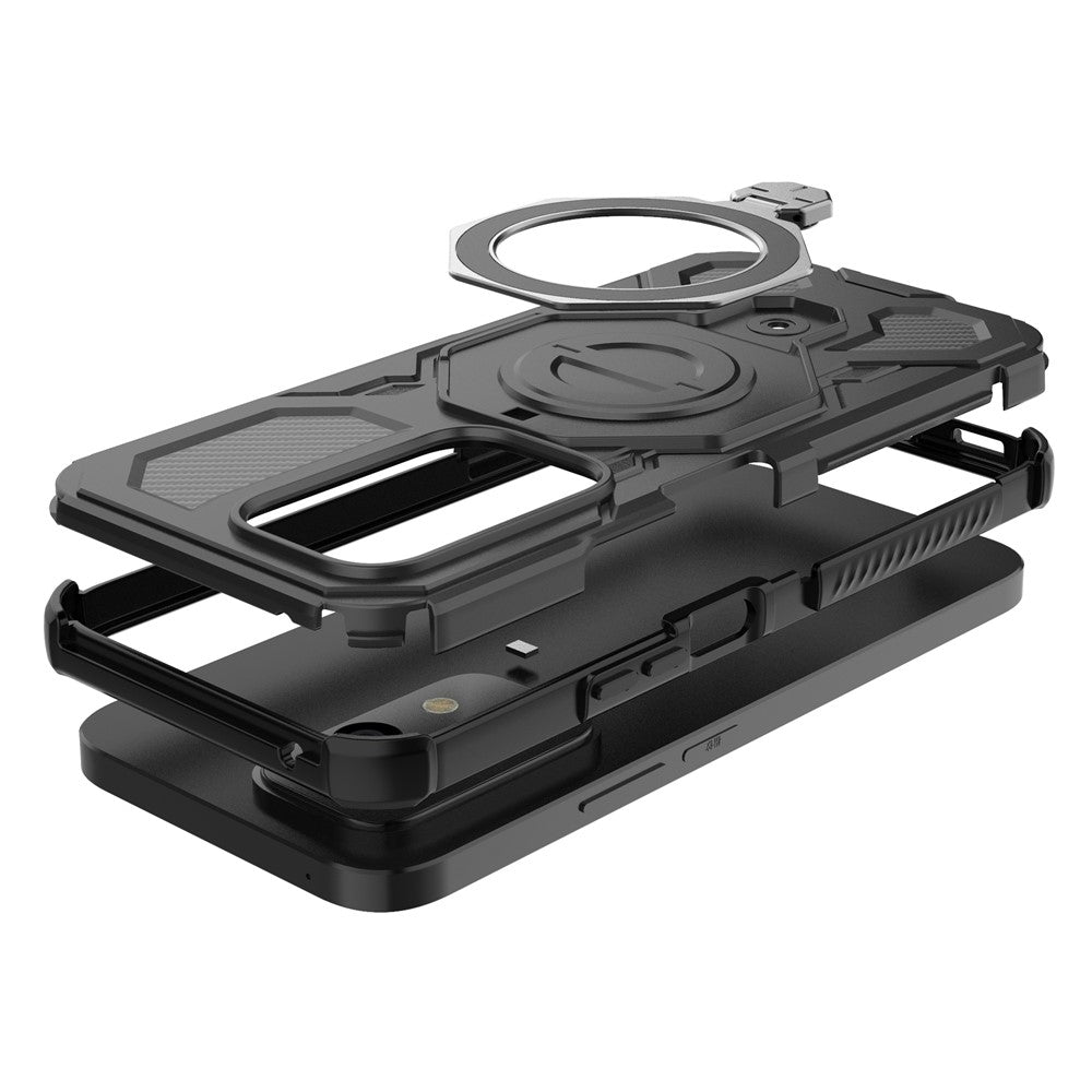 For Honor 200 Lite Magnetic Case Rotating Metal Kickstand PC + TPU Phone Back Cover
