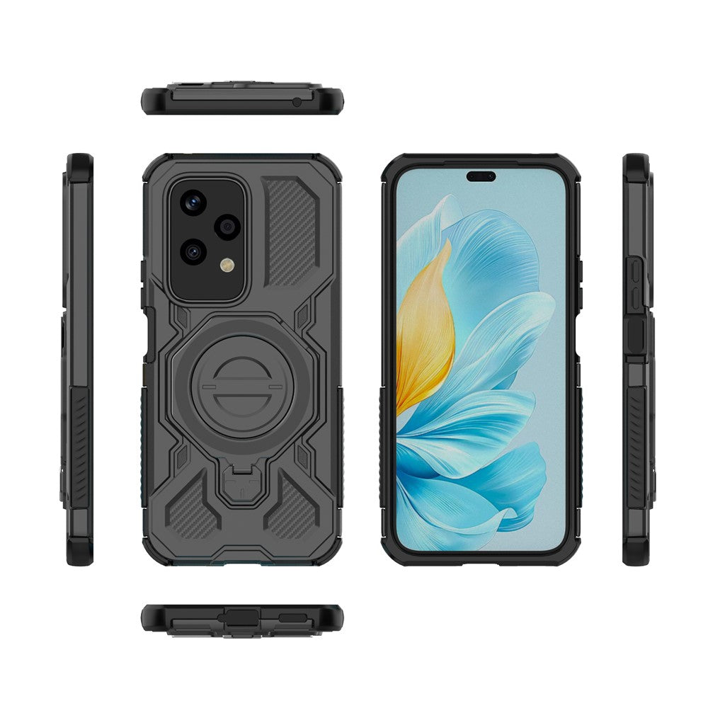 For Honor 200 Lite Magnetic Case Rotating Metal Kickstand PC + TPU Phone Back Cover