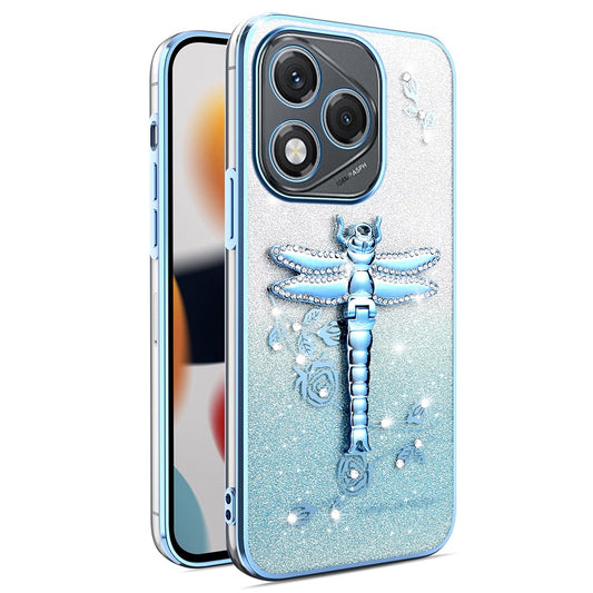 Honor 400 Lite 5G Handyhülle – KADEM Libelle Ständer TPU Blumen Glitzer