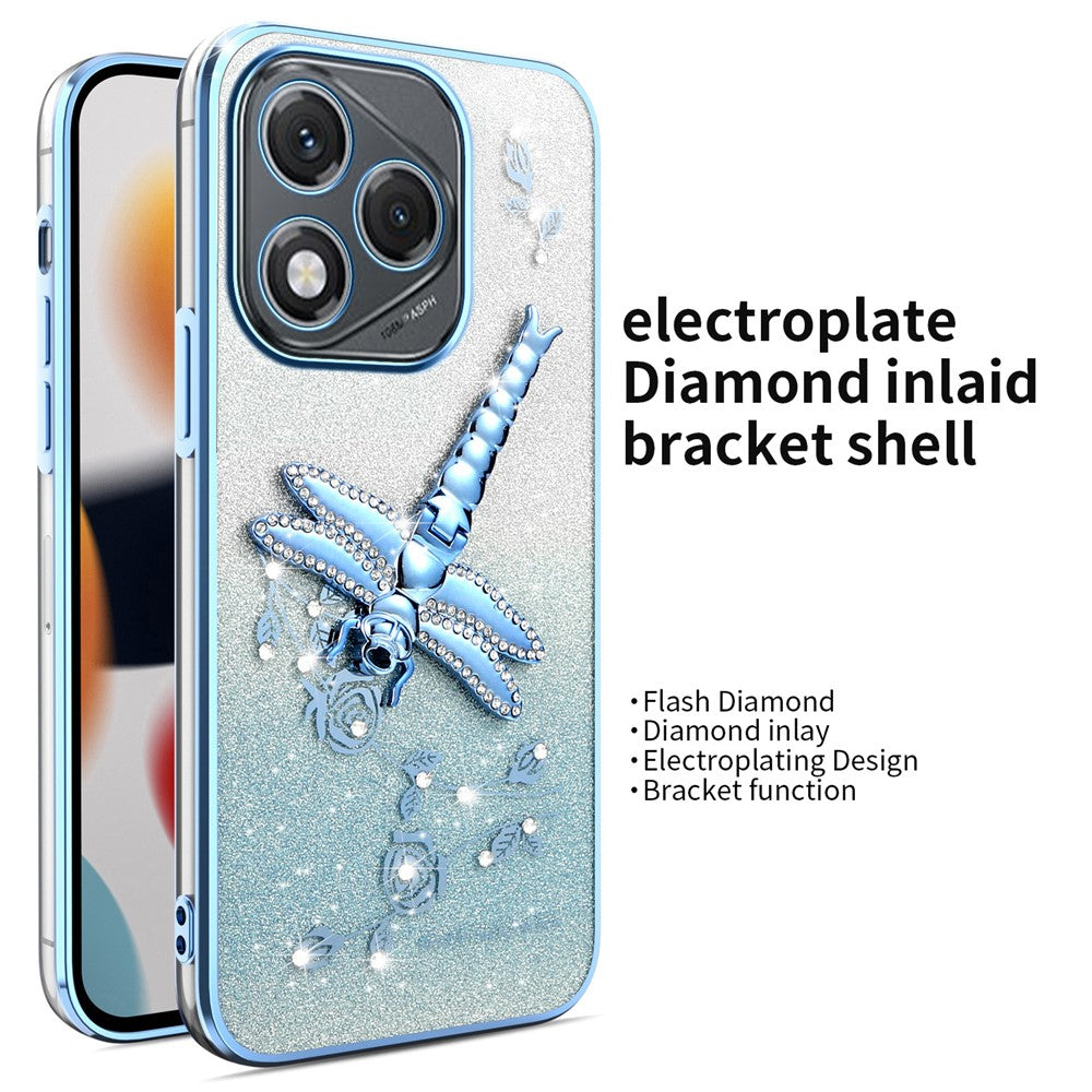 KADEM For Honor 400 Lite 5G Case Dragonfly Kickstand TPU Flowers Glitter Phone Cover
