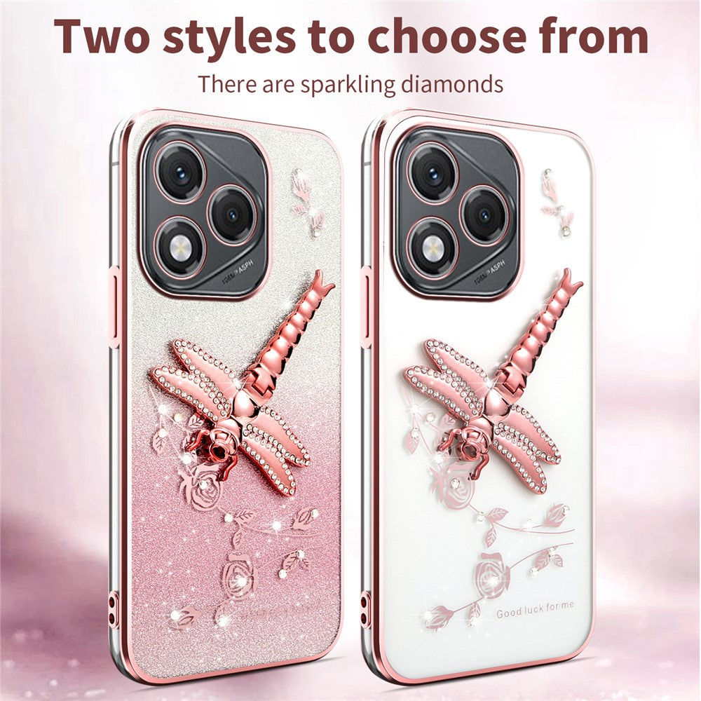 KADEM For Honor 400 Lite 5G Case Dragonfly Kickstand TPU Flowers Glitter Phone Cover