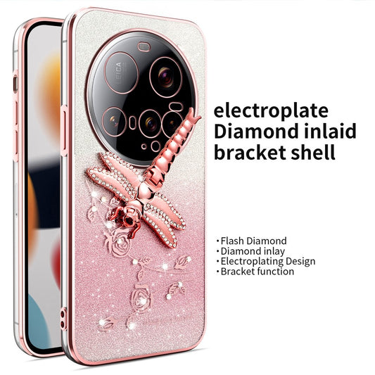 Xiaomi 15 Ultra Handyhülle – KADEM Libelle Ständer TPU Blumen Glitzer
