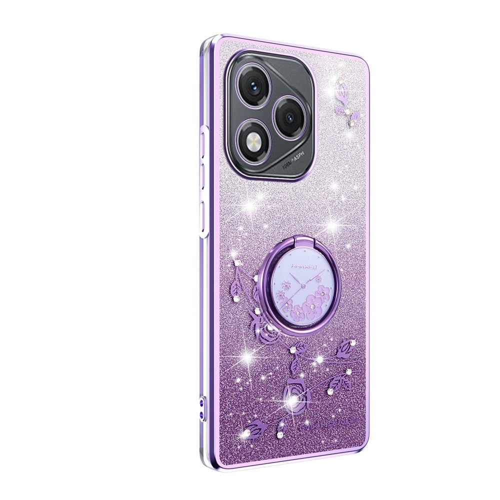 KADEM For Honor 400 Lite 5G Case Ring Kickstand TPU Flowers Phone Cover Gradient Glitter