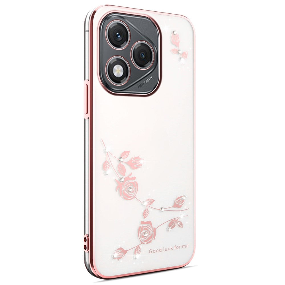 KADEM For Honor 400 Lite 5G Case Flower Rhinestone Decor Electroplating TPU Phone Cover