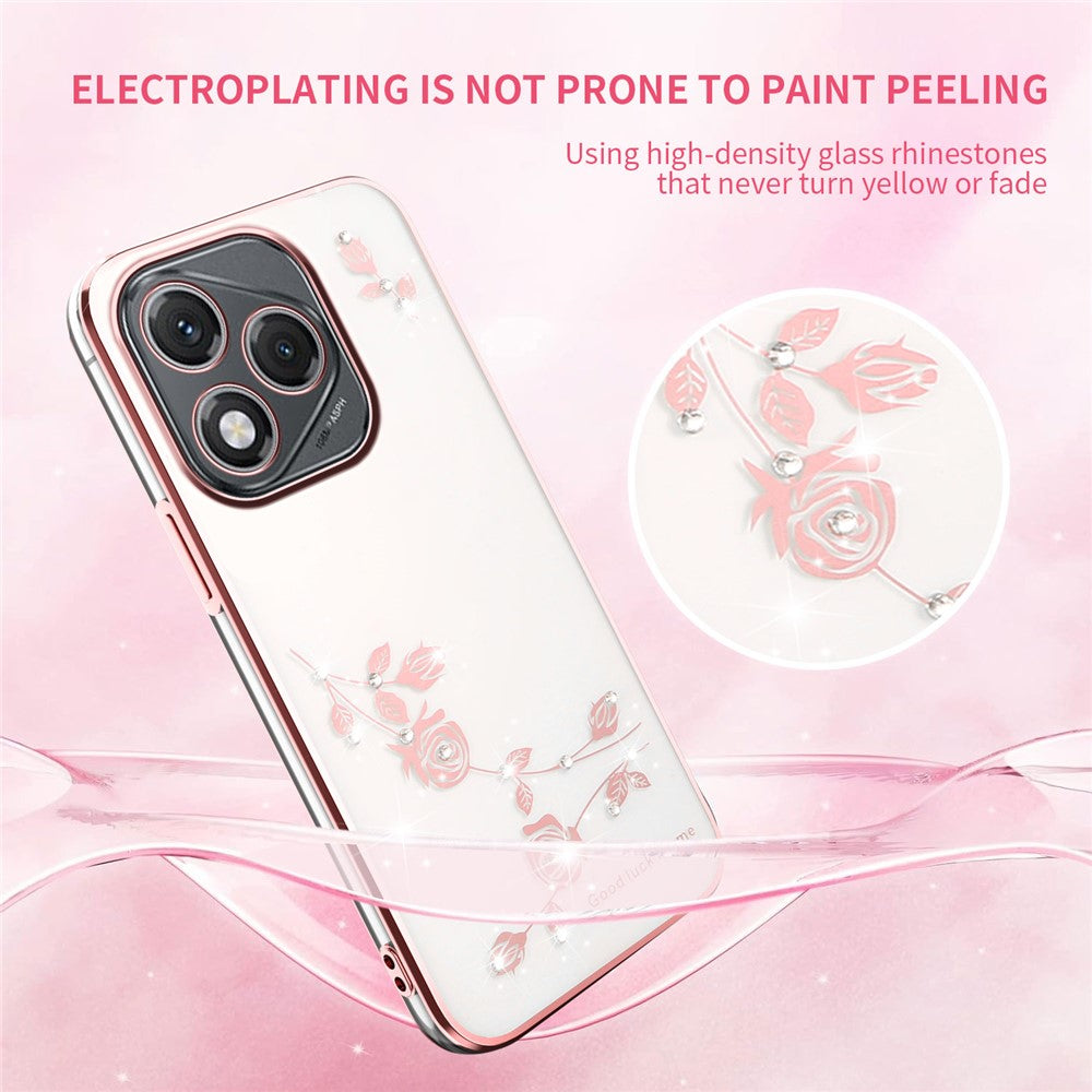 KADEM For Honor 400 Lite 5G Case Flower Rhinestone Decor Electroplating TPU Phone Cover
