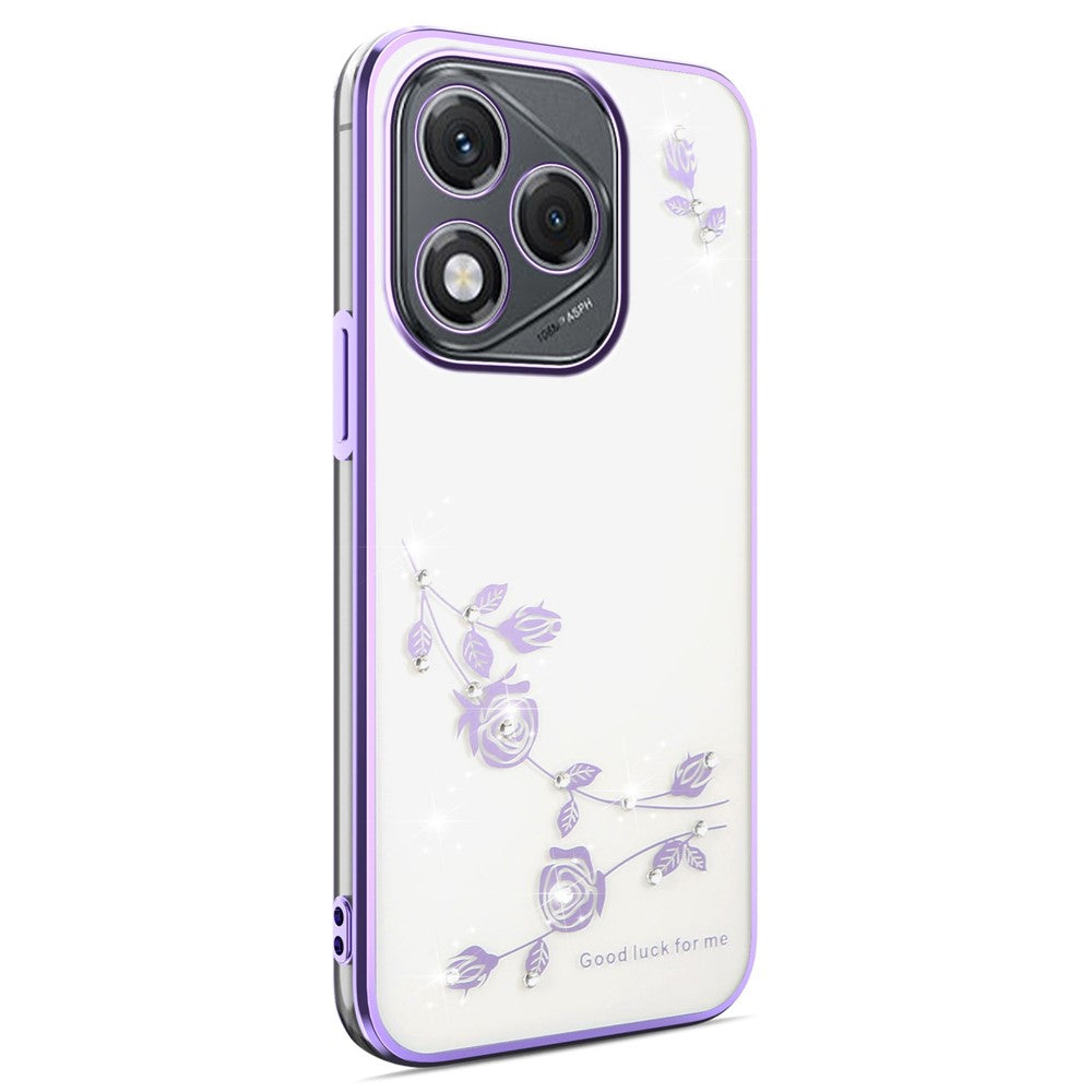 KADEM For Honor 400 Lite 5G Case Flower Rhinestone Decor Electroplating TPU Phone Cover