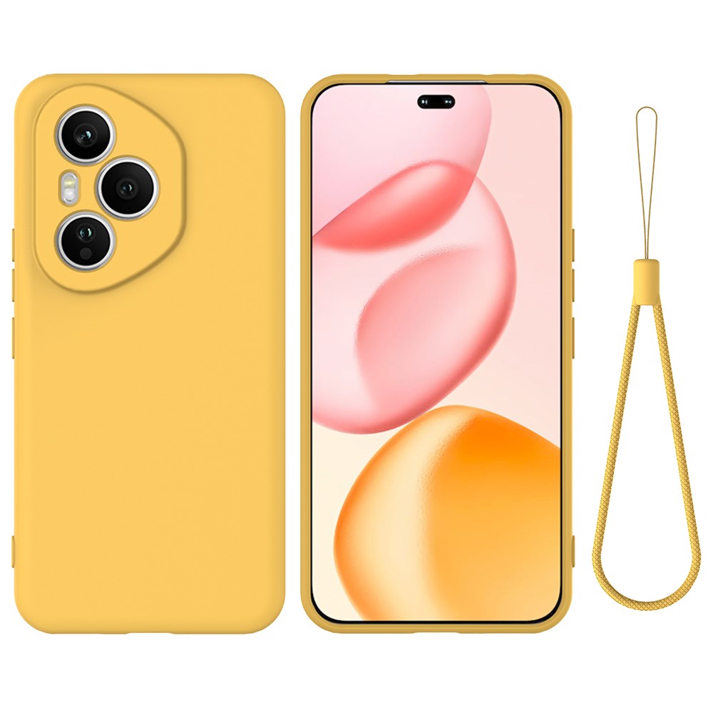 For Honor 400 Pro 5G (Global) Liquid Silicone Case Phone Back Cover with Hand Strap