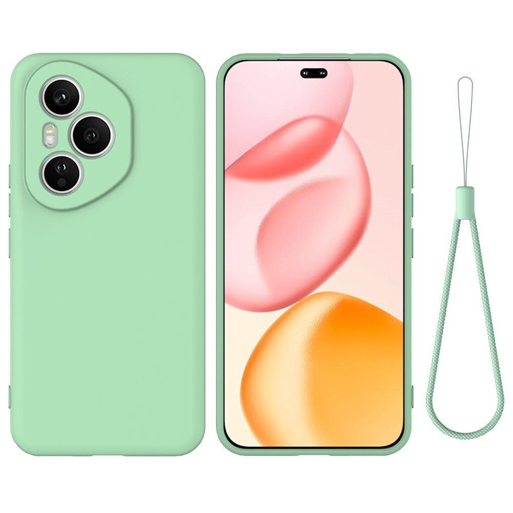 For Honor 400 Pro 5G (Global) Liquid Silicone Case Phone Back Cover with Hand Strap