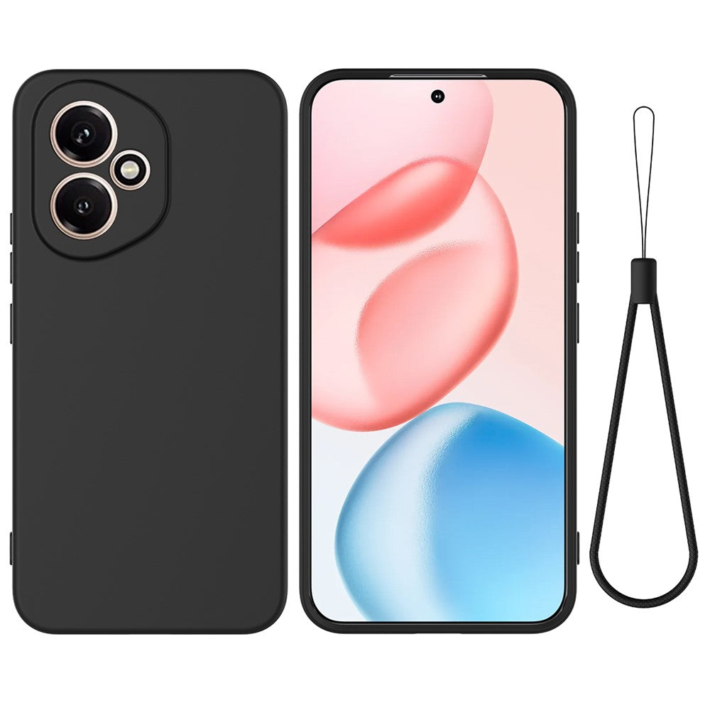 For Honor 400 5G (Global) Liquid Silicone Case Phone Back Cover with Hand Strap