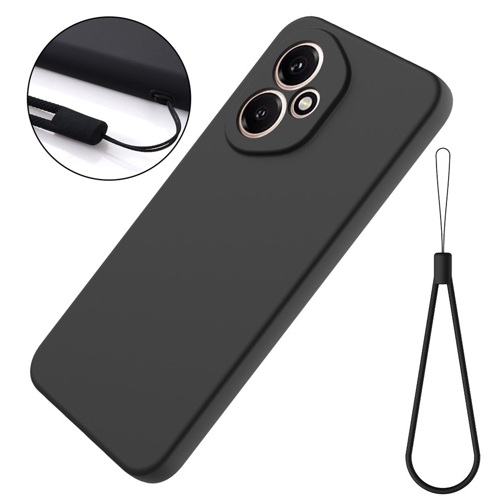 For Honor 400 5G (Global) Liquid Silicone Case Phone Back Cover with Hand Strap