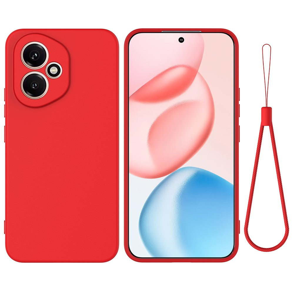 For Honor 400 5G (Global) Liquid Silicone Case Phone Back Cover with Hand Strap