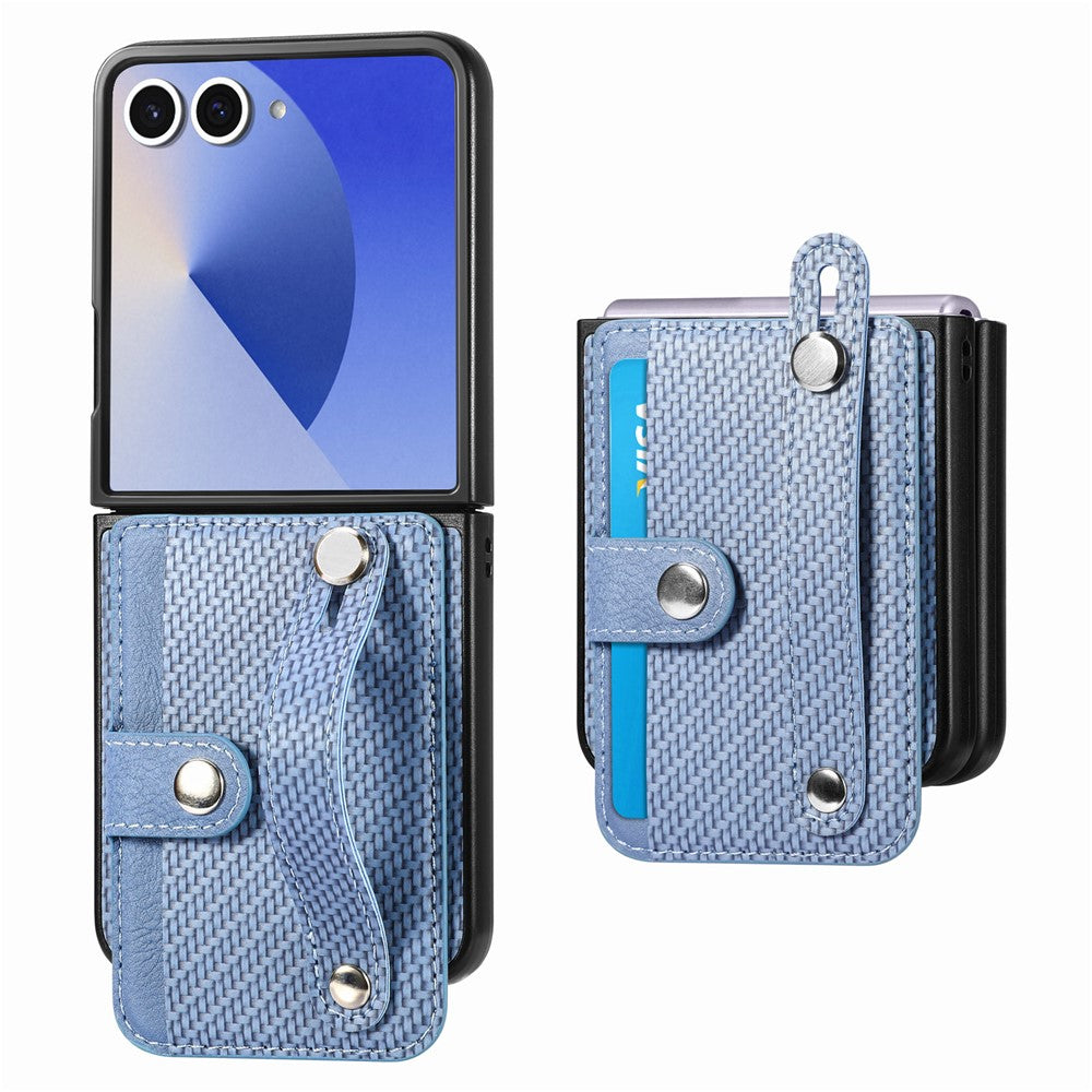 For Samsung Galaxy Z Flip7 5G Case Carbon Fiber Texture Leather Phone Back Cover with Card Holder