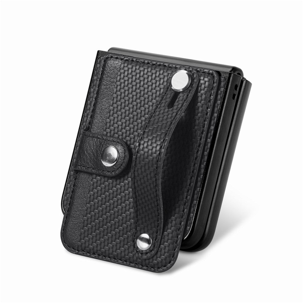 For Samsung Galaxy Z Flip7 5G Case Carbon Fiber Texture Leather Phone Back Cover with Card Holder