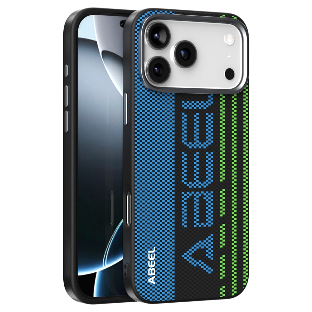 ABEEL For iPhone 18 Pro / 17 Pro Case Compatible with MagSafe Micro-Embossing 6D Printed PC TPU Aluminum Alloy Leather Phone Cover