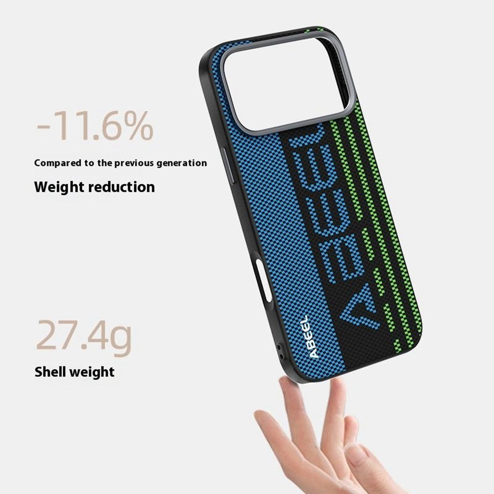 ABEEL For iPhone 18 Pro / 17 Pro Case Compatible with MagSafe Micro-Embossing 6D Printed PC TPU Aluminum Alloy Leather Phone Cover