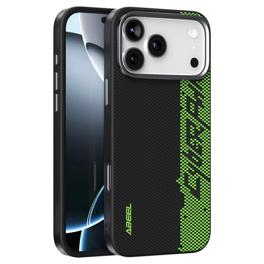 ABEEL For iPhone 18 Pro Max / 17 Pro Max Case Compatible with MagSafe Micro-Embossing 6D Printed PC TPU Aluminum Alloy Leather Phone Cover