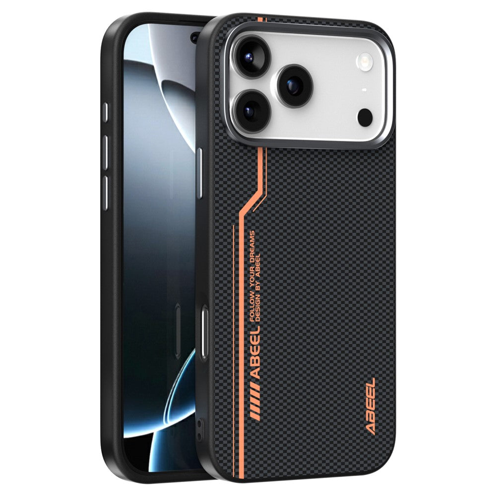 ABEEL For iPhone 18 Pro Max / 17 Pro Max Case Compatible with MagSafe Micro-Embossing 6D Printed PC TPU Aluminum Alloy Leather Phone Cover