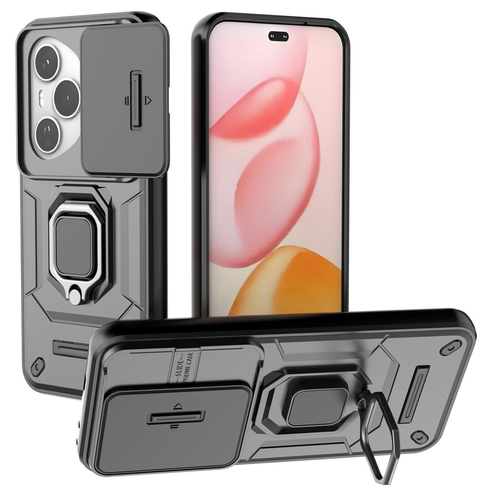 For Honor 400 Pro 5G (Global) Case PC + TPU Kickstand Phone Protector with Lens Cover