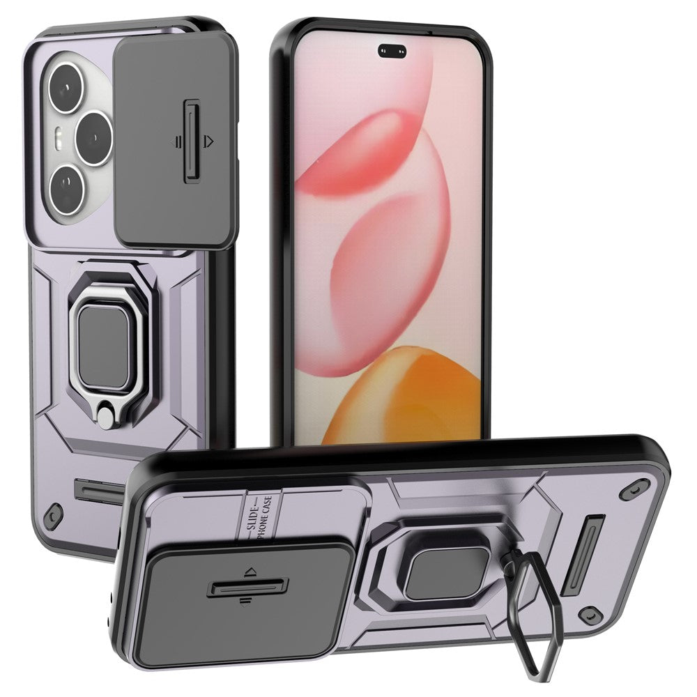 For Honor 400 Pro 5G (Global) Case PC + TPU Kickstand Phone Protector with Lens Cover
