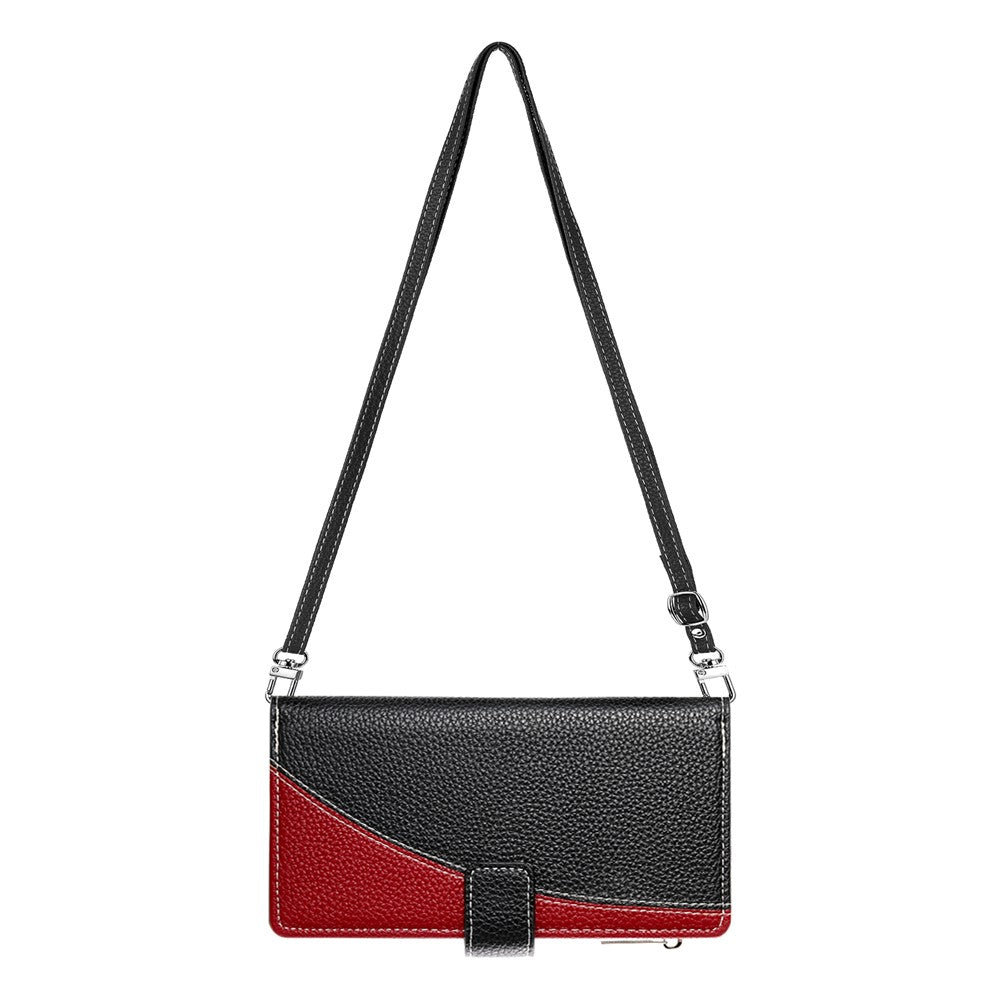 For iPhone 18 Pro Max / 17 Pro Max Case Zipper Wallet Color Splicing Leather Flip Phone Cover with Straps