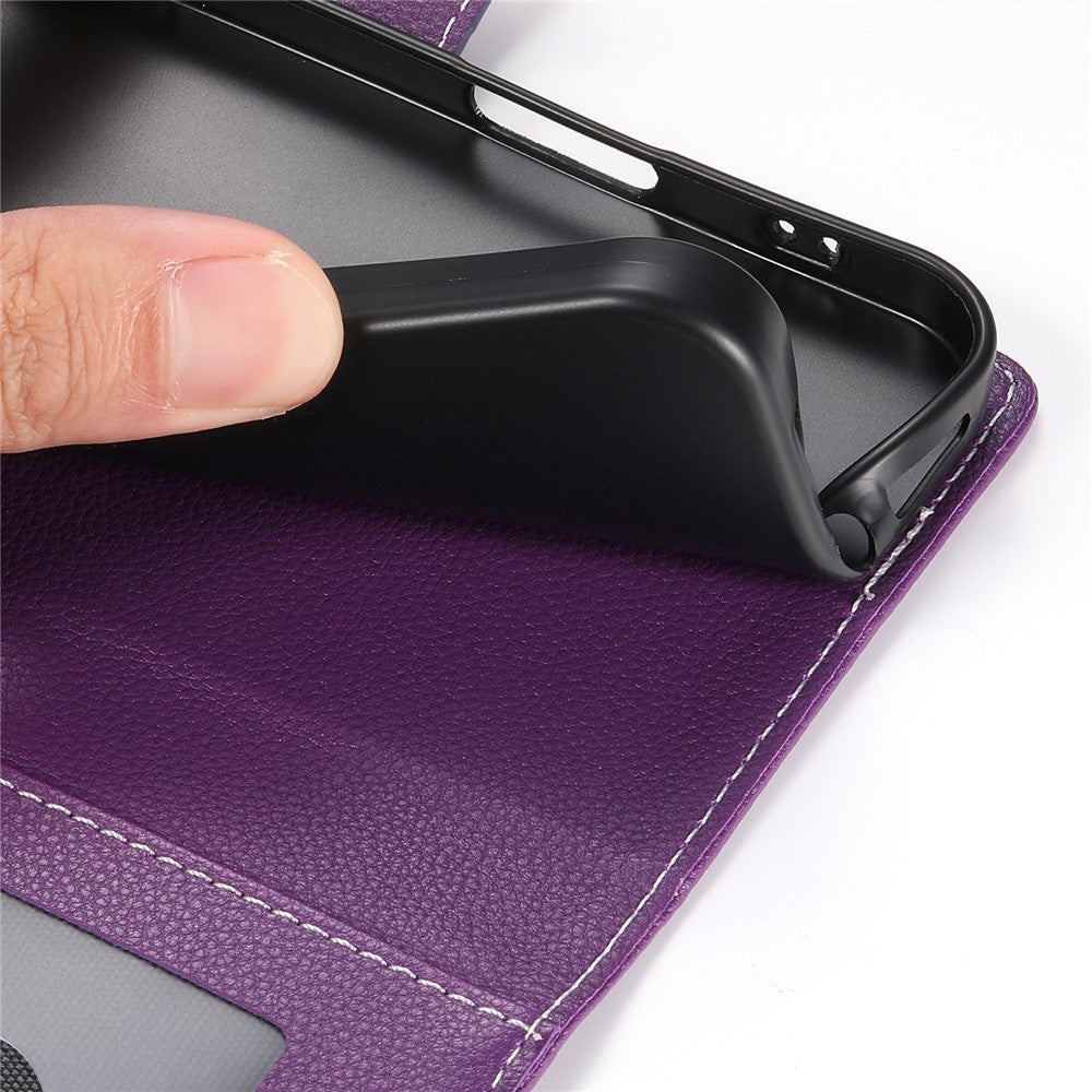 For iPhone 18 Pro / 17 Pro Case Magnetic Snap Litchi Texture Leather Wallet Phone Cover with Wrist Strap