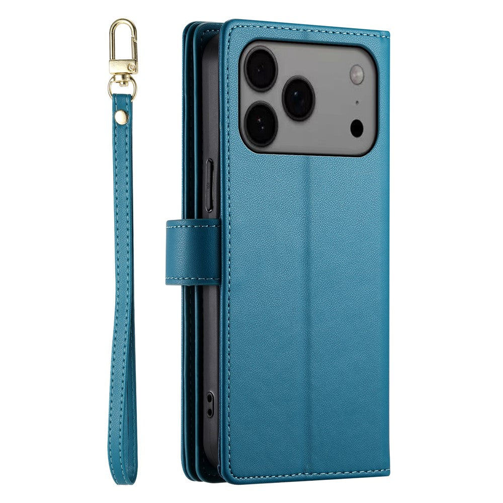 For iPhone 18 Pro Max / 17 Pro Max Case Zipper Pocket Wallet Leather Phone Cover with Straps