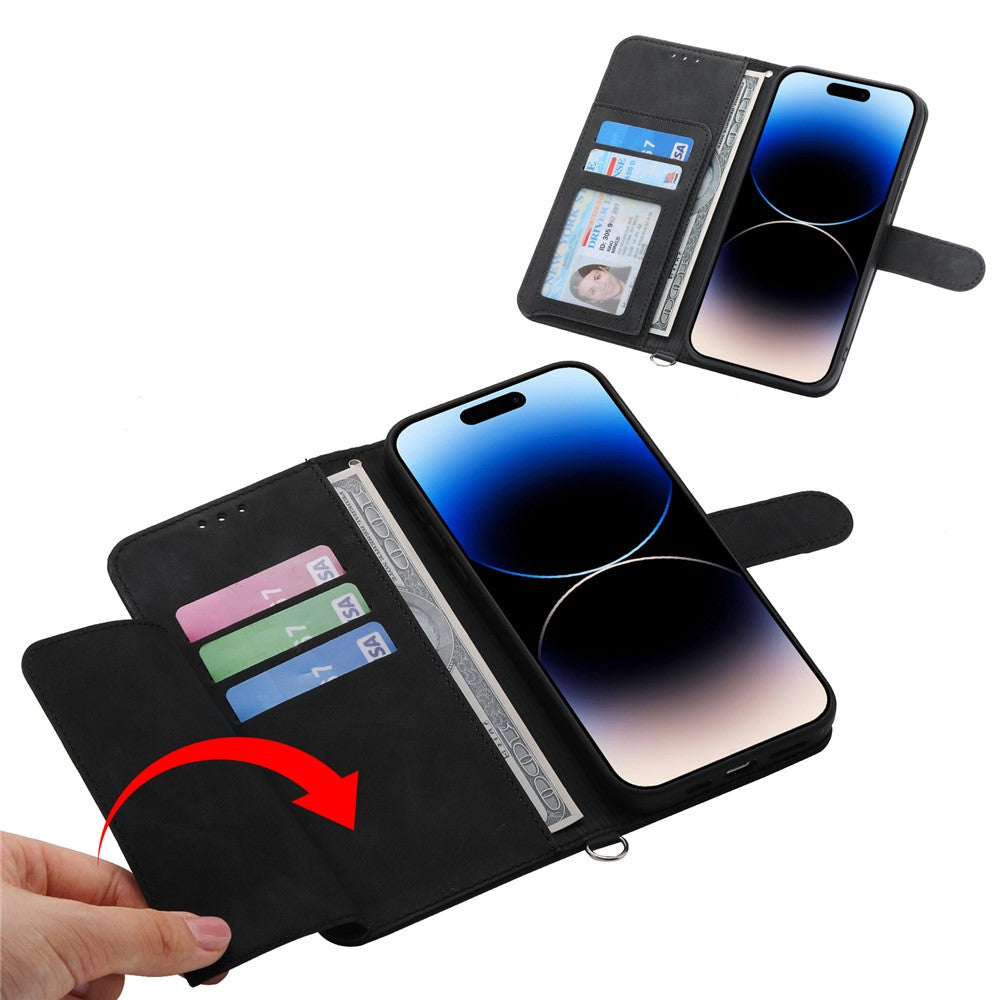 For iPhone 18 Pro / 17 Pro Case Flower Pattern PU Leather Wallet Phone Cover with Strap